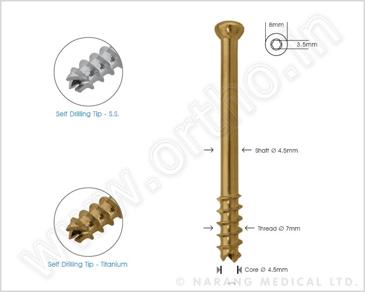 Cancellous Cannulated Screw Ø 7.0mm, 16mm Thread