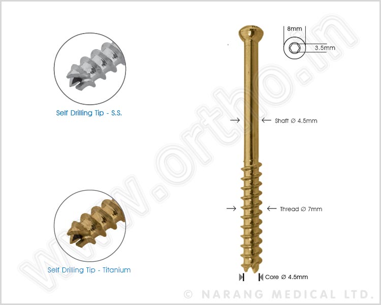 Cancellous Cannulated Screw Ø 7.0mm, 32mm Thread