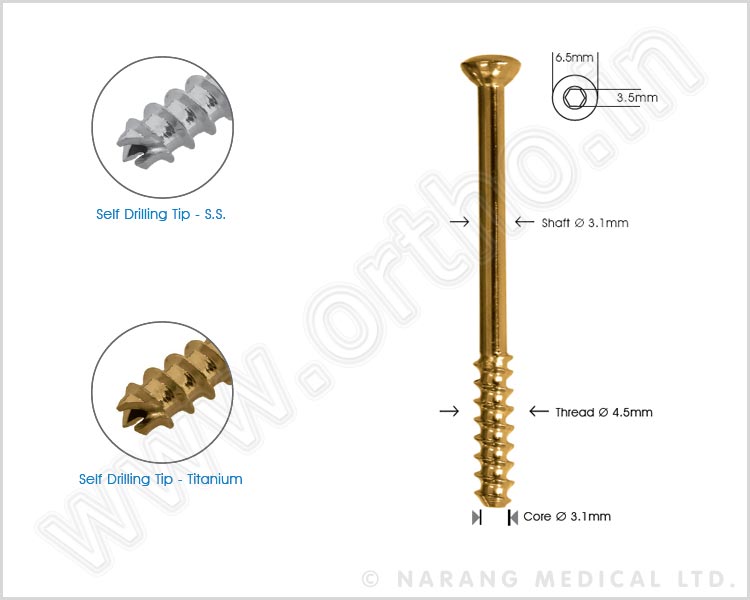 Cortex Cannulated Screw Ø 4.5mm Short Thread
