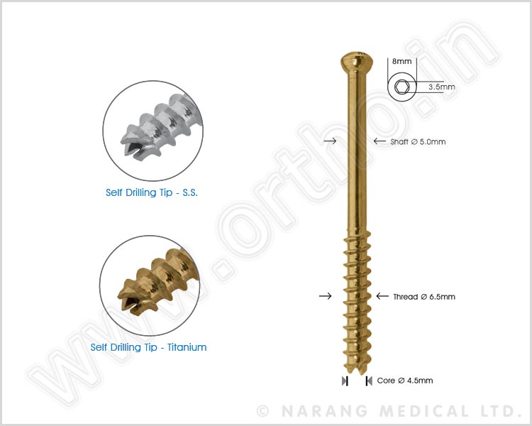 Cancellous Cannulated Screw Ø 6.5mm 32mm Thread
