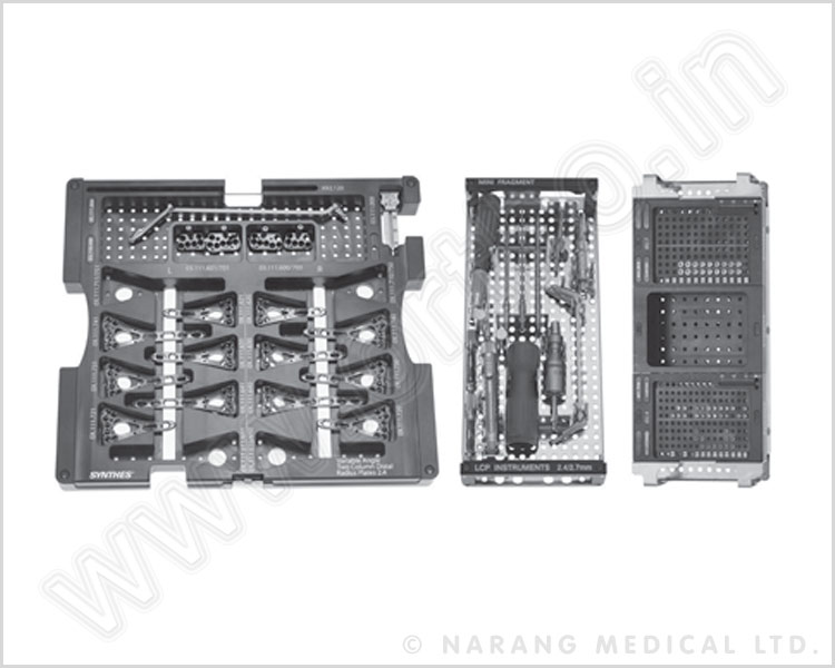 Two-Column Distal Radius 2.4/2.7MM Plates SS (Standard 22, Wide 25.5) & Screws Set With Instruments