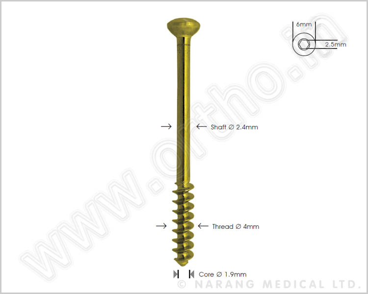 Cancellous Bone Screw Ø 4.0mm, Short-thread