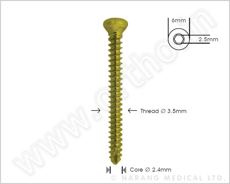 Cortex Screw Ø 3.5mm, Self Tapping